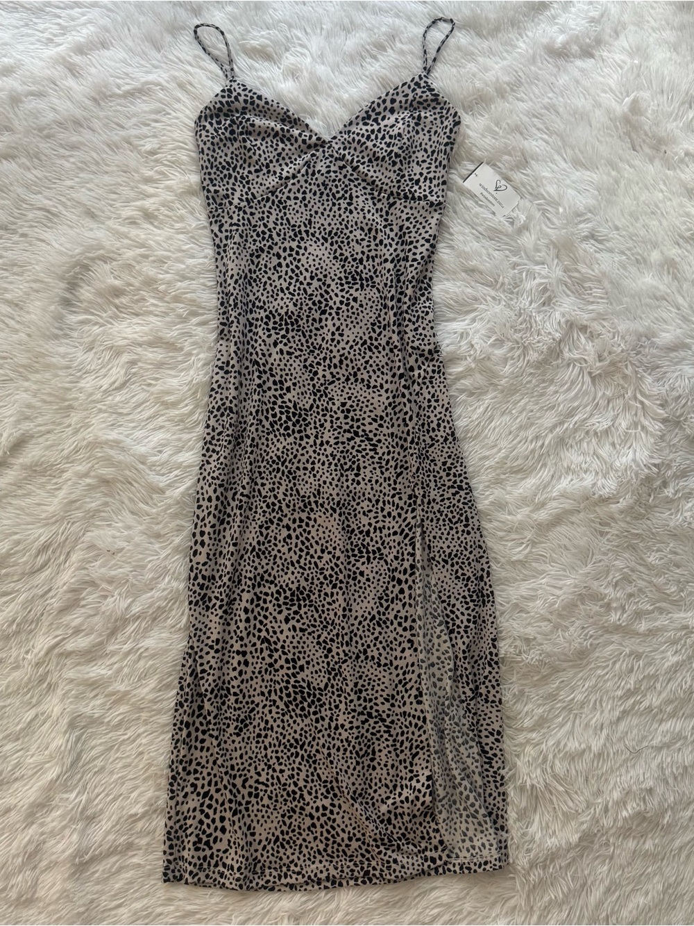 Windsor NWT white and Black Leopard Slip midi Dress - Women S